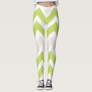 Leggings Patrón de cheurón verde limón gráfico