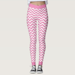 Leggings Patrón De Chevron Blanco Y Rosa Ligero