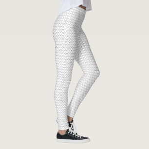 Leggings Patrón de chevron de gato divertido lindo blanco n