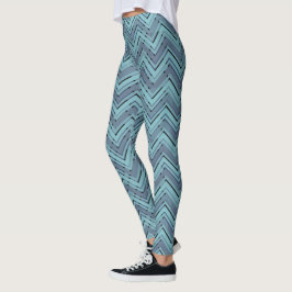 Leggings Patrón de chevron de tonos azules