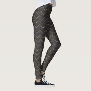 Leggings Patrón de Chevron de Zig Zag Gold