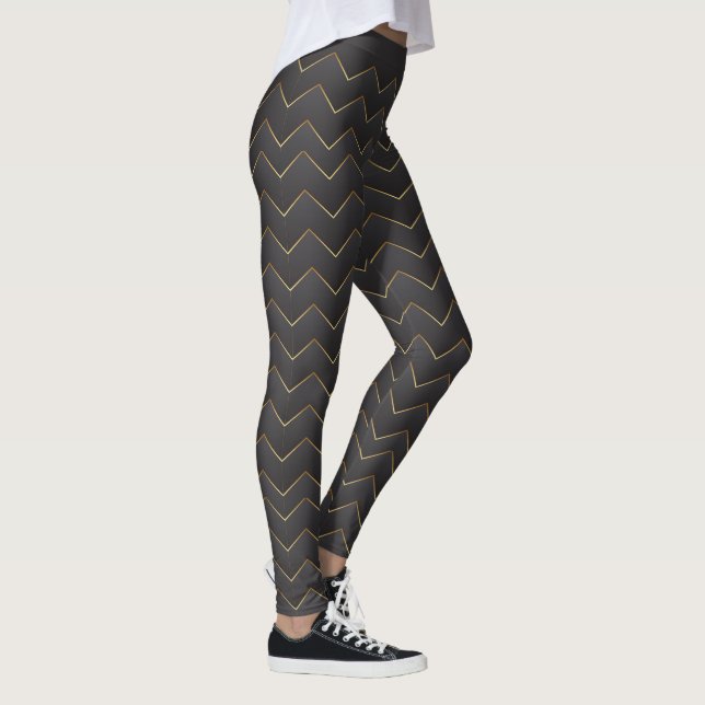 Leggings Patrón de Chevron de Zig Zag Gold (Derecha)
