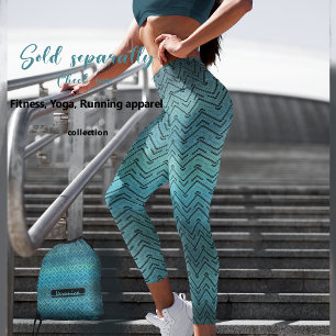 Leggings Patrón de Chevron negro con Azul Gradiente