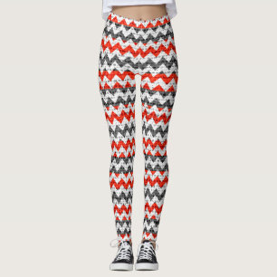 Leggings Patrón de Chevron Rojo Blanco Gris Aspecto de Arpi