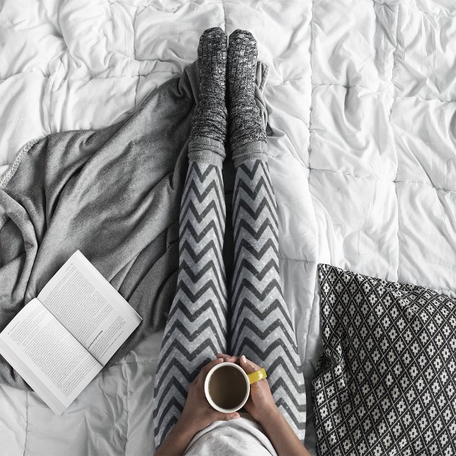Leggings Patrón de Chevron Zigzag, Purpurina de plata blanc (Subido por el creador)