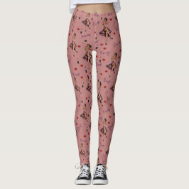 Leggings patrón de chica de anclaje rosa