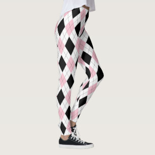 Leggings Patrón de Chica rosado negro argyle moda