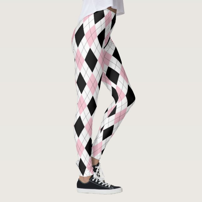 Leggings Patrón de Chica rosado negro argyle moda (Derecha)