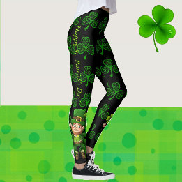 Leggings Patrón de Chispas verdes y negras de San Patricio