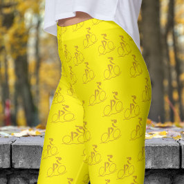 Leggings Patrón de ciclismo de montaña amarillo bonito