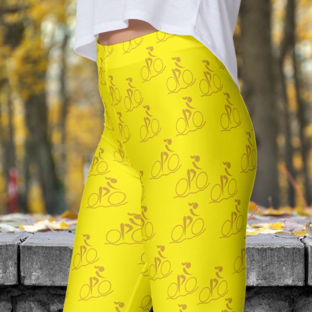 Leggings Patrón de ciclismo de montaña amarillo bonito (Womens Mountain Biking on Bright Yellow Leggings)