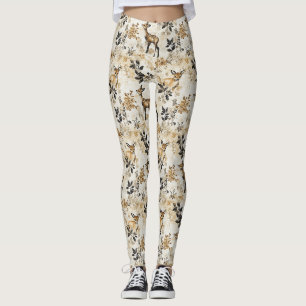 Leggings Patrón de ciervos del bosque vintage