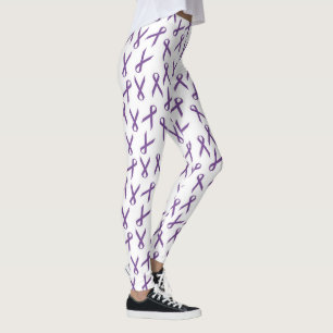 Leggings Patrón de cintas de toma de conciencia púrpura dis