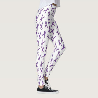 Leggings Patrón de cintas de toma de conciencia púrpura dis