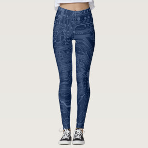 Leggings Patrón de circuito de la tarjeta madre azul geek