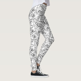 Leggings Patrón de círculo abstracto en blanco y negro