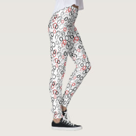 Leggings Patrón de círculo abstracto negro y rojo