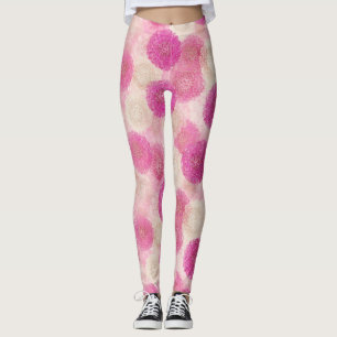 Leggings Patrón de círculo de encaje floral abstracto rosa