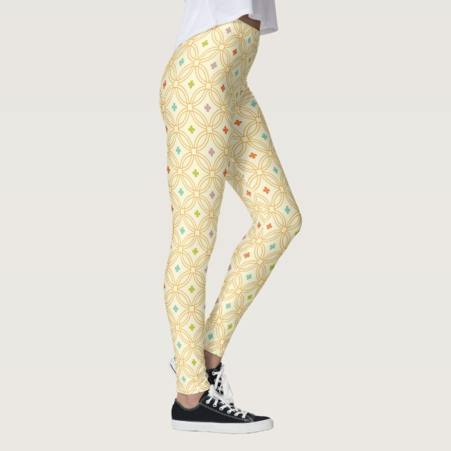 Leggings Patrón de Círculo de Interbloqueo Geométrico Retro (Derecha)
