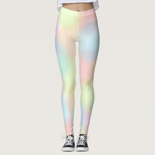 Leggings Patrón de círculo geométrico arcoiris pastel color