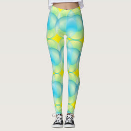 Leggings Patrón de círculos abstractos azules y amarillos c