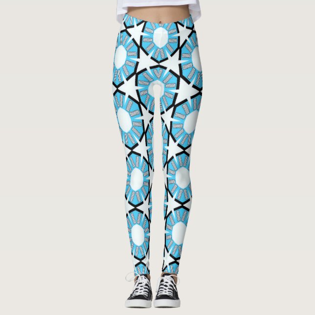 Leggings Patrón de Círculos Azules y Estrellas (Anverso)
