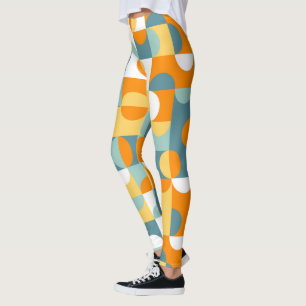 Leggings Patrón de Círculos de Medio Siglo del Naranja Verd
