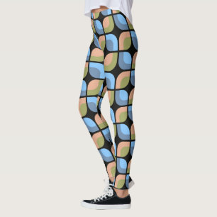 Leggings Patrón de Círculos de Medio Siglo del Naranja Verd