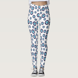 Leggings Patrón de Círculos de Ojos del Nazar Blanco de Aqu