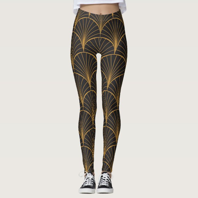 Leggings Patrón de círculos geométricos Art Deco (Anverso)