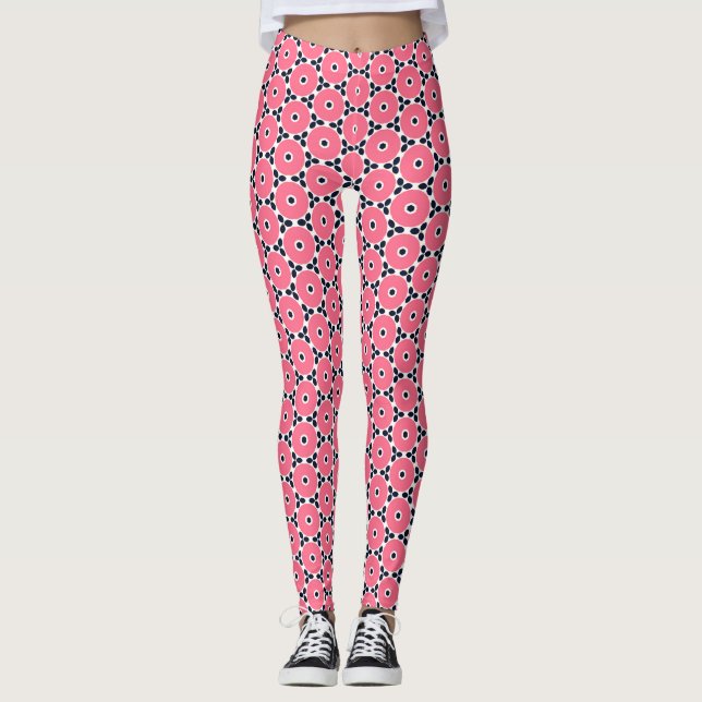 Leggings Patrón de círculos rosados (Anverso)
