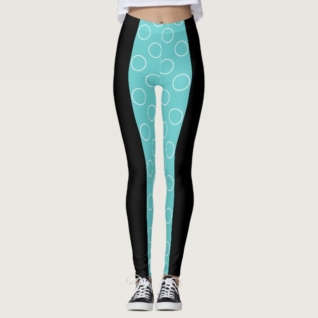 Leggings Patrón de circulos turquesa socialita (Anverso)