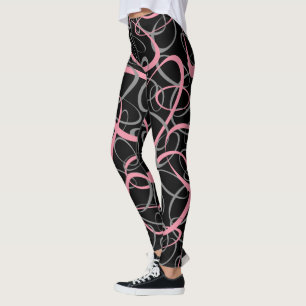 Leggings patrón de circunferencia gruesa rosa y gris