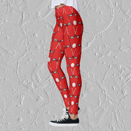 Leggings Patrón de clubes de golf de piernas rojas brillant