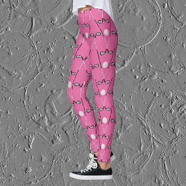 Leggings Patrón de clubes de golf rosa brillante