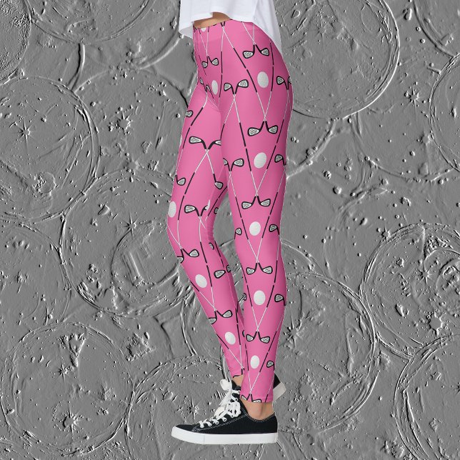 Leggings Patrón de clubes de golf rosa brillante (Subido por el creador)