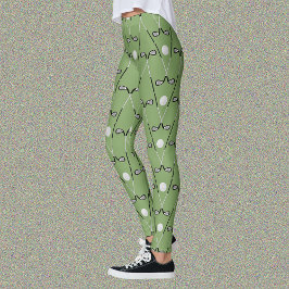 Leggings Patrón de clubes de golf verde suave