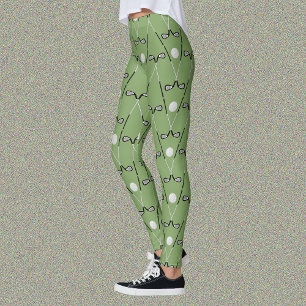 Leggings Patrón de clubes de golf verde suave
