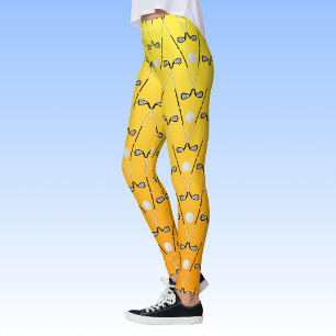 Leggings Patrón de clubs de golf naranja deportivo amarillo