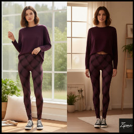Leggings Patrón de Colcha Diagonal con Acolchado en Mauve O
