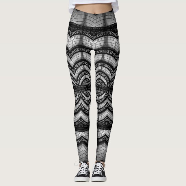Leggings Patrón de collage geométrico abstracto (Anverso)
