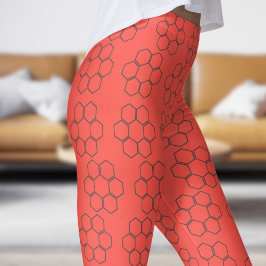 Leggings Patrón de colmena de miel de abeja de Naranja rojo