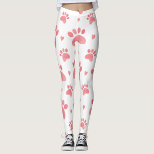 Leggings Patrón de color de agua de las patas de gato
