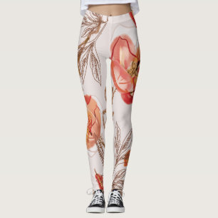 Leggings Patrón de color de agua de los adornos de fondo be