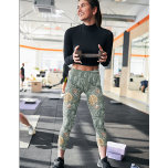 Leggings Patrón de color de agua tropical dorado y hojas ve<br><div class="desc">Patrón de color de agua tropical dorado y hojas verdes</div>