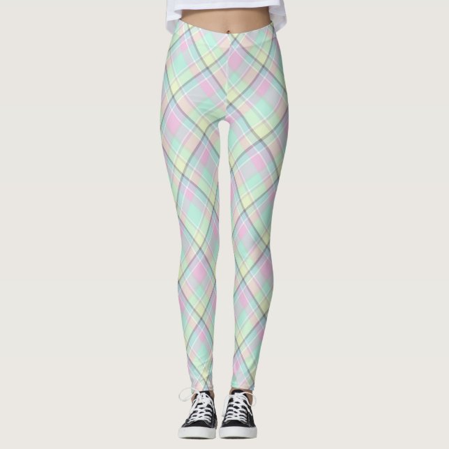 Leggings Patrón de color de caramelo a cuadros. (Anverso)