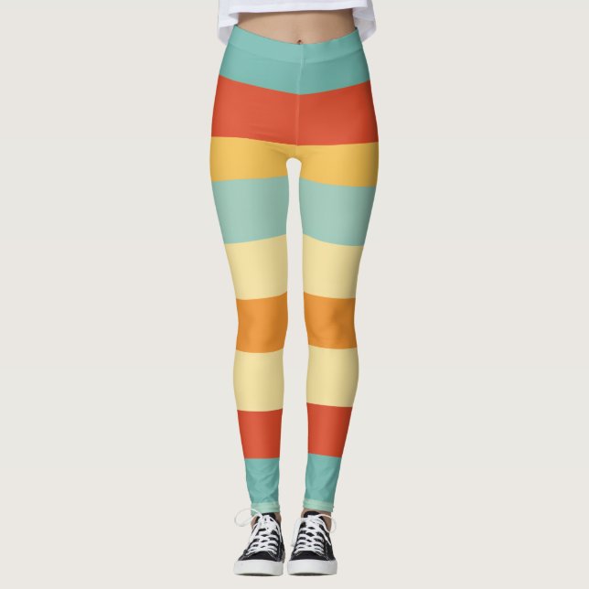 Leggings Patrón de color retro rayado (Anverso)