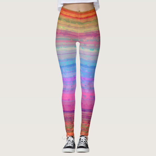 Leggings Patrón de colores de neón retro (Anverso)