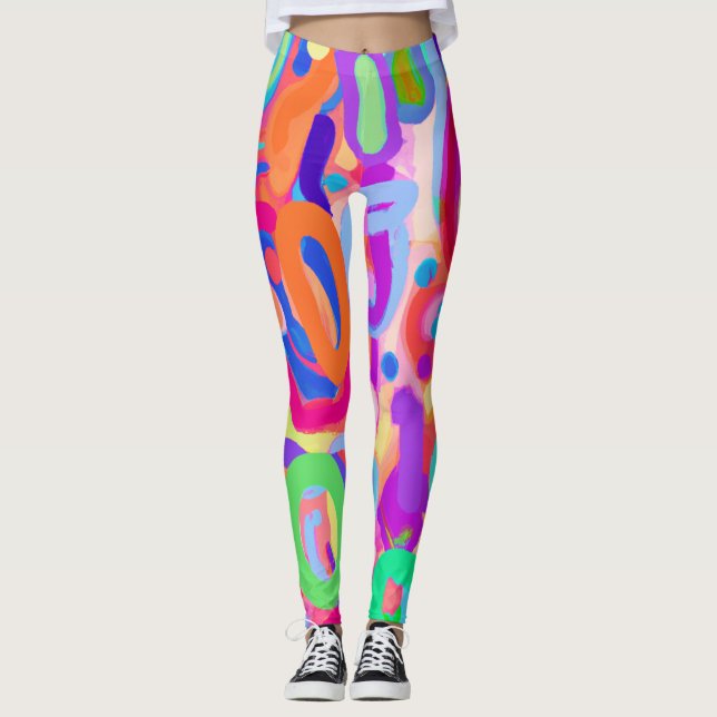 Leggings Patrón de colores vivos brillantes (Anverso)