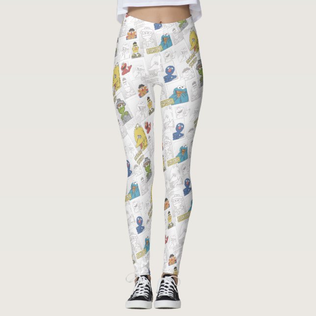 Leggings Patrón de cómic vintage de Barrio Sésamo (Anverso)